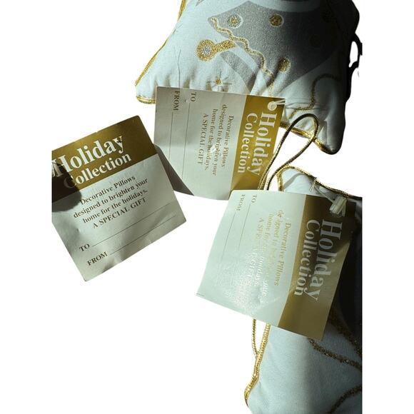 Vintage Holiday Collection Angel Silver Bell Door Hanger Gold Trim Pillow Decor - Picture 6 of 9